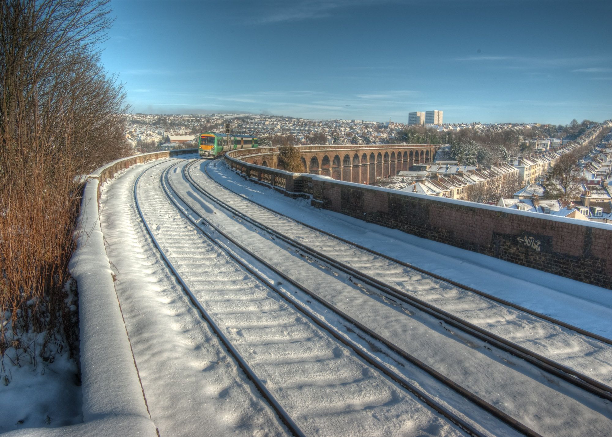 Rail tracks in snow